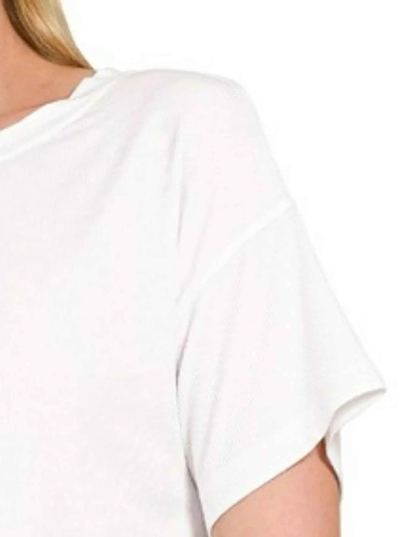 Zenana Ribbed Round-Neck Crop T-Shirt