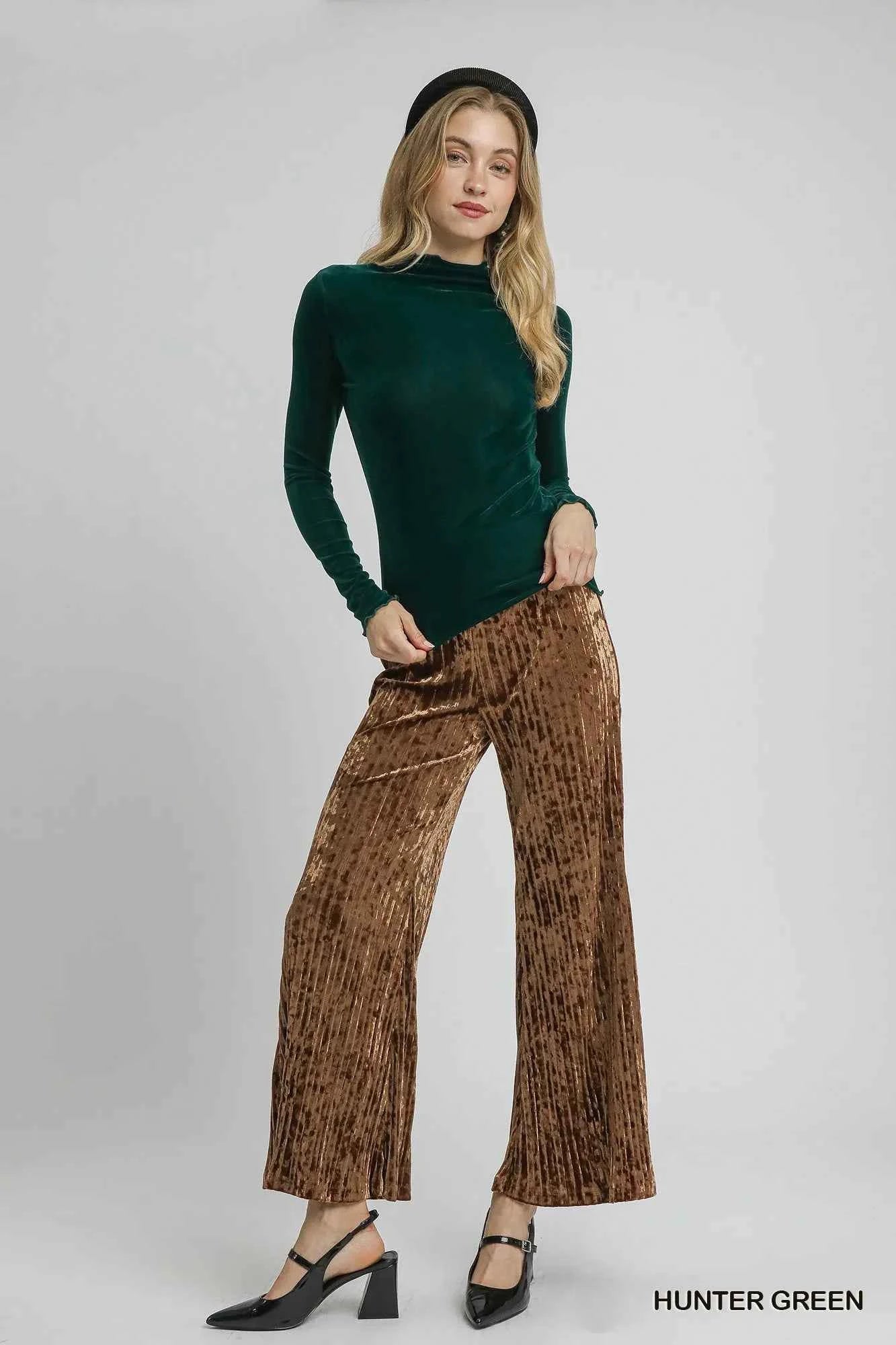 Umgee Velvet Long Sleeve Fitted Top