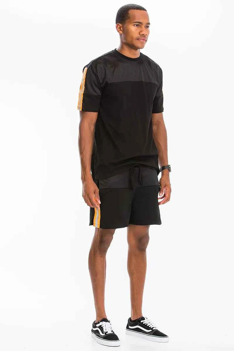 WEIV Men's Full Size Quick-Dry Mesh Contrast Breathable T-Shirt Plus Size
