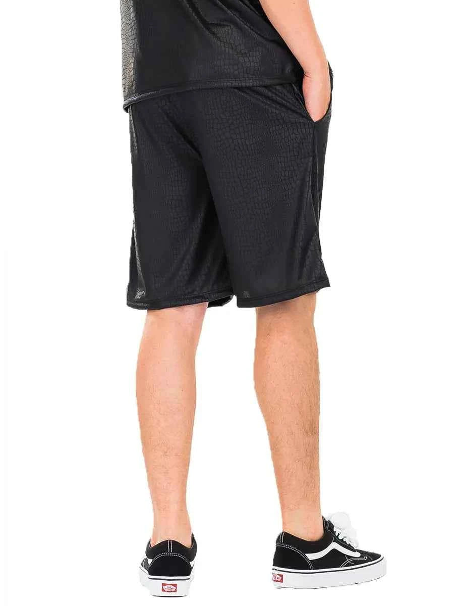 WEIV Men's Short Embossed Snake Skin Shorts