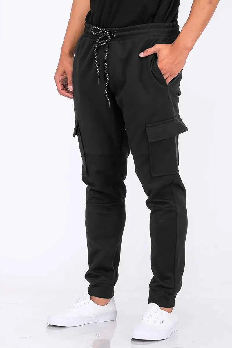 WEIV Men's Full Size Cargo Jogger Sweats Plus Size