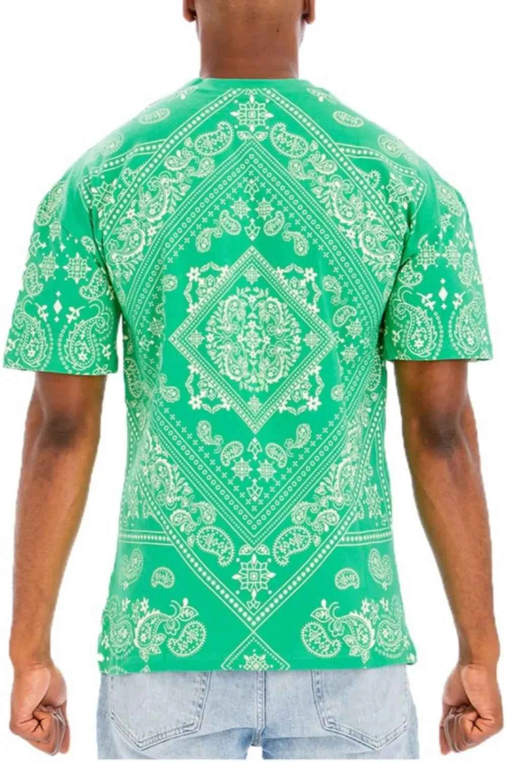 WEIV Men's Full Size Bandana Print Short Sleeve T-Shirt Plus Size