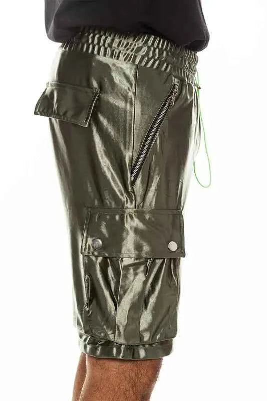 WEIV Men's Full Size Satin Street Cargo Shorts Plus Size