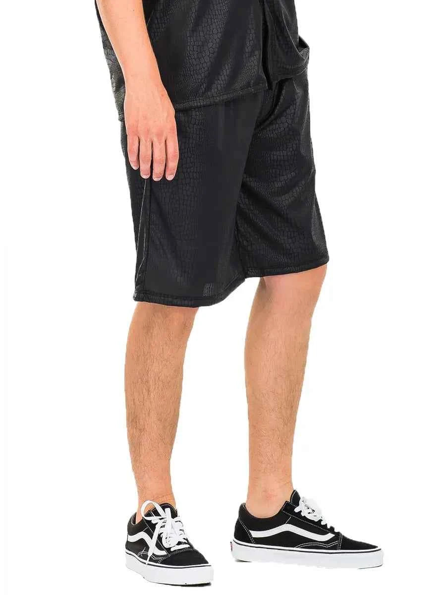 WEIV Men's Short Embossed Snake Skin Shorts