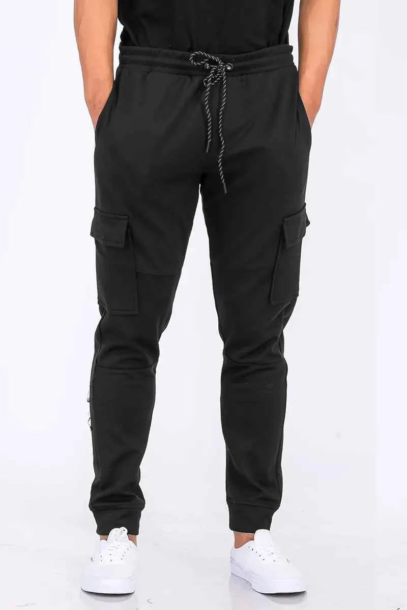WEIV Men's Full Size Cargo Jogger Sweats Plus Size