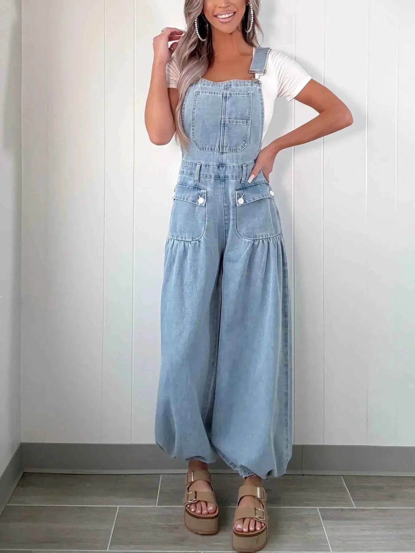 Wide Leg Denim Overalls for Effortless Style and Comfort
