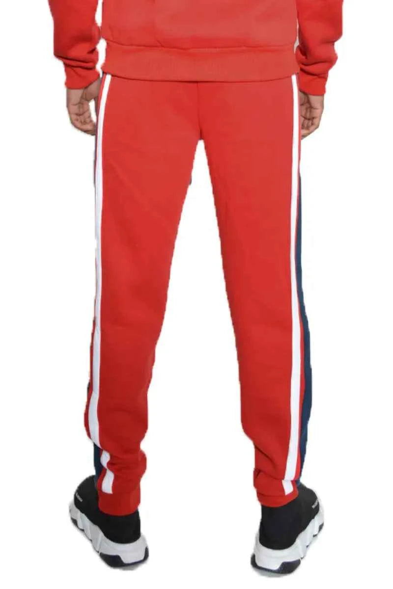 WEIV Men's Full Size 3 Stripe Color Block Sweat Pants Plus Size