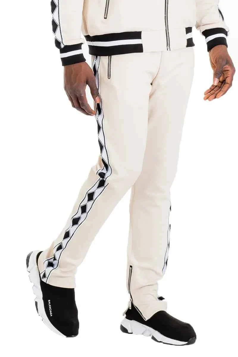WEIV Men's Diamond Tape Track Pants