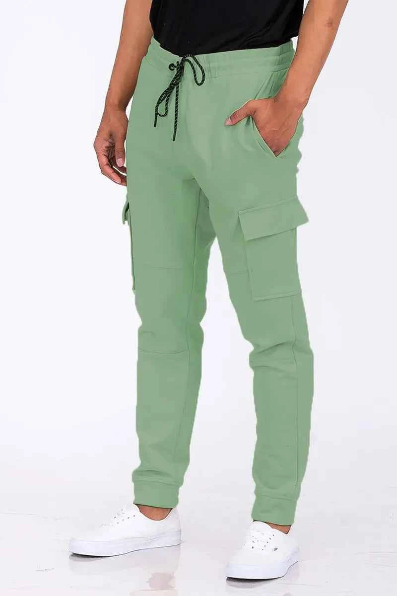 WEIV Men's Full Size Cargo Jogger Sweats Plus Size