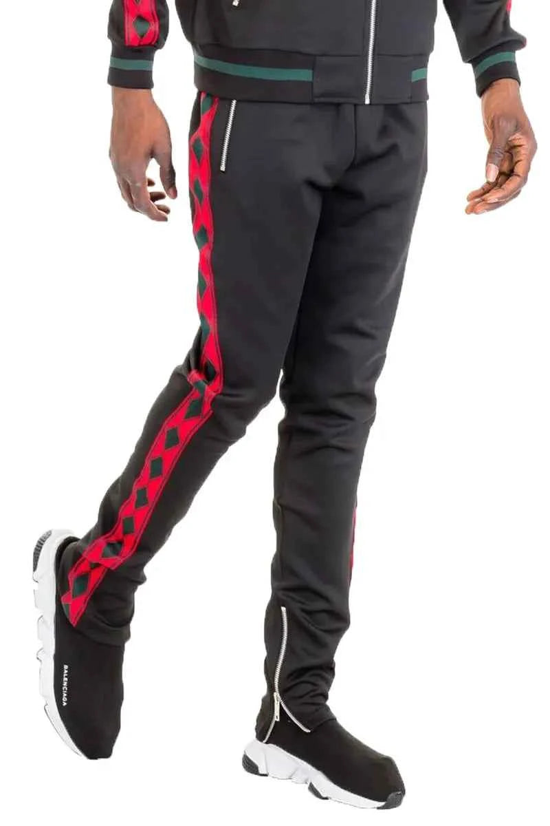 WEIV Men's Diamond Tape Track Pants