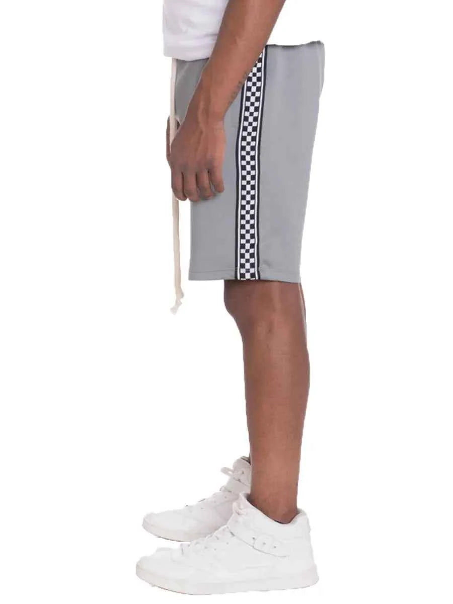 WEIV Men's Checkered Stripe Side Drawstring Shorts