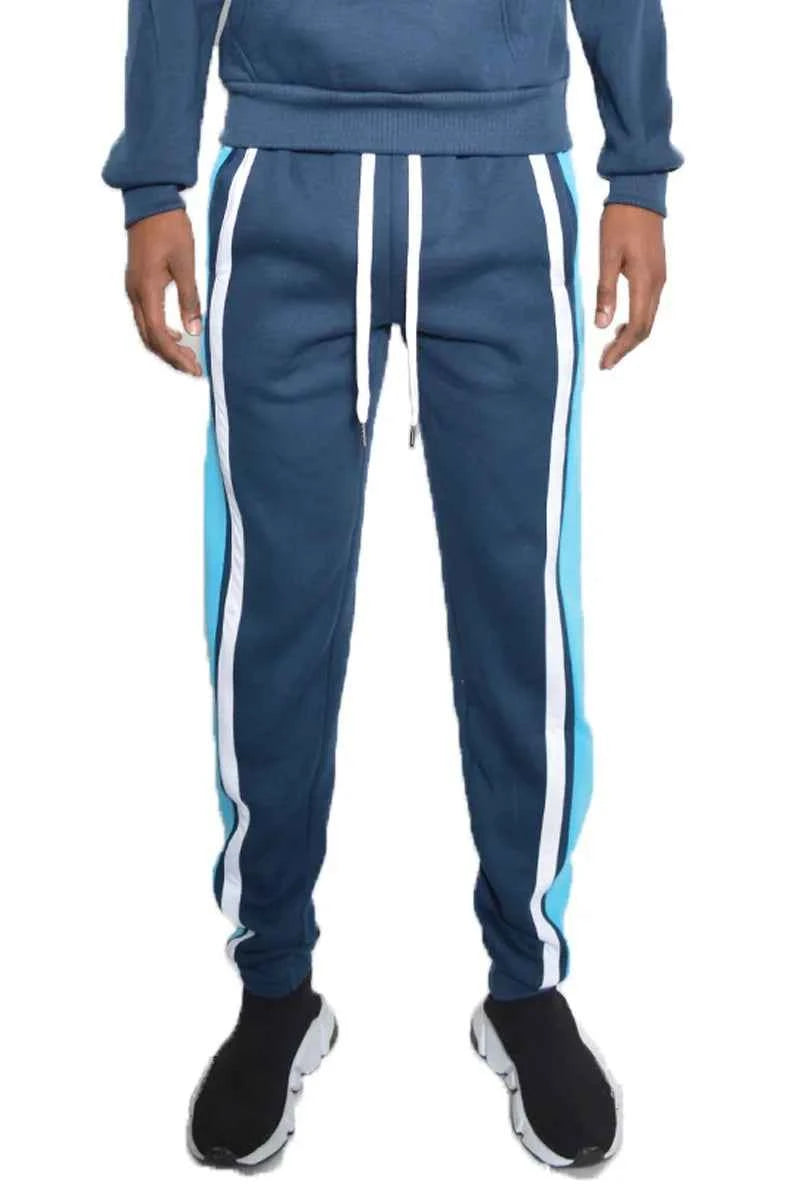 WEIV Men's Full Size 3 Stripe Color Block Sweat Pants Plus Size