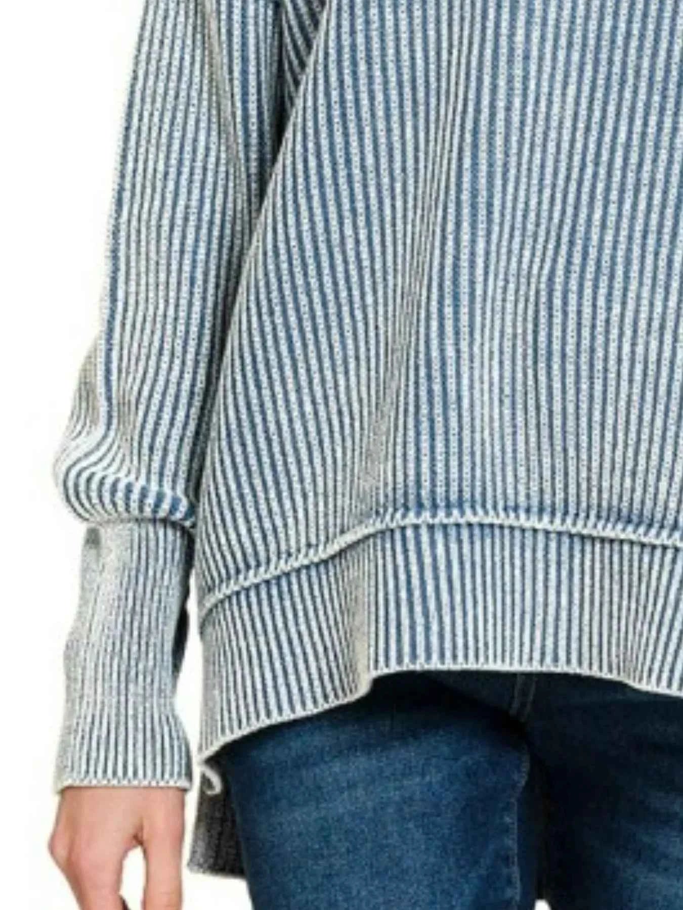 Zenana Washed Side Slit Oversized Sweater