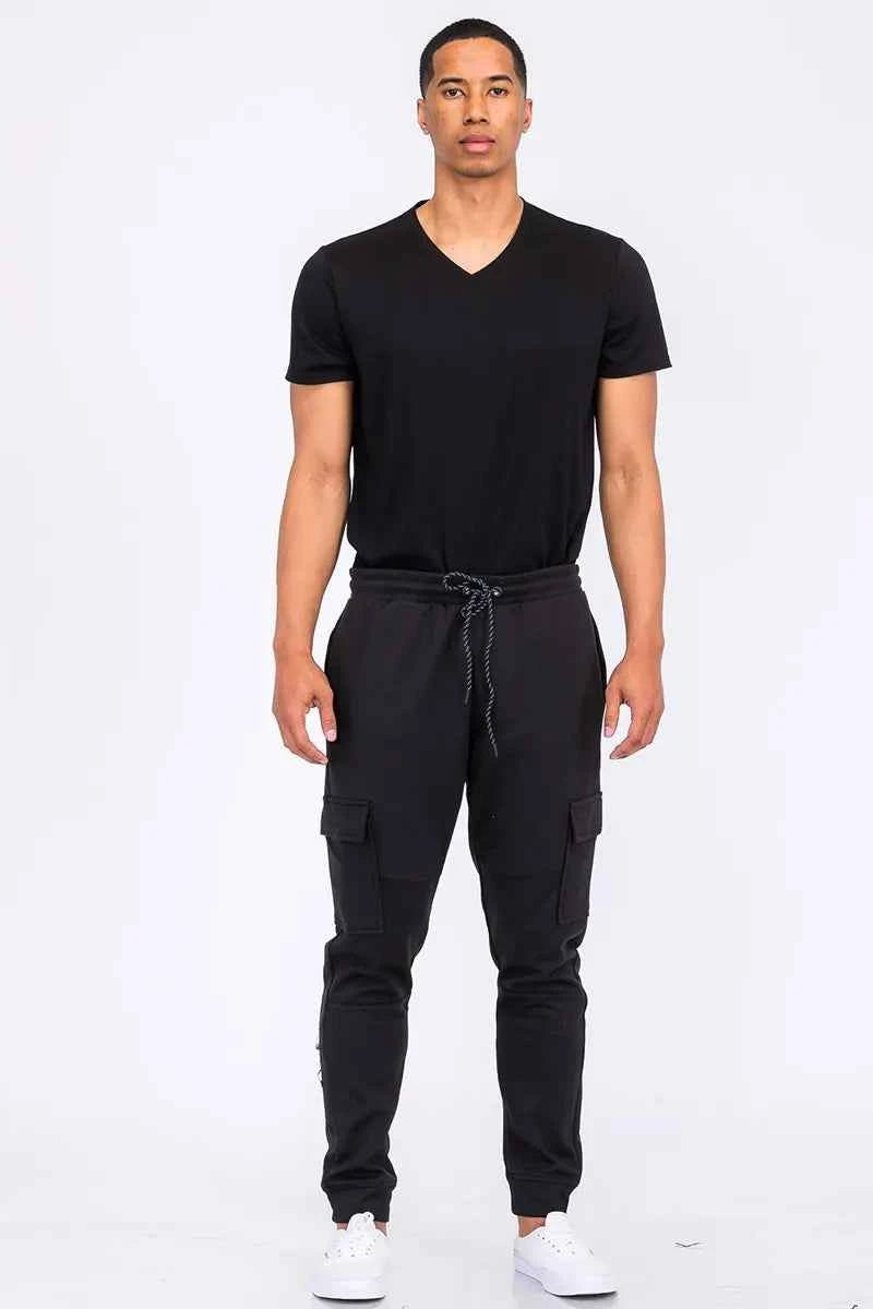 WEIV Men's Full Size Cargo Jogger Sweats Plus Size