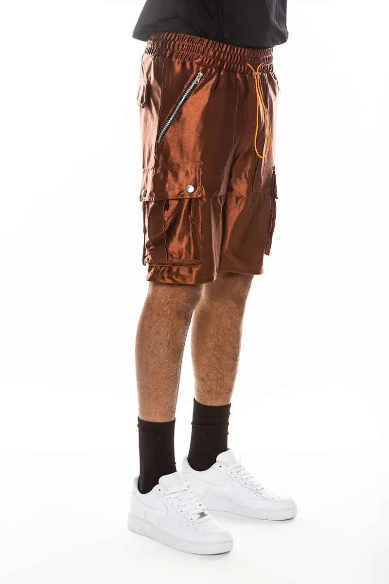 WEIV Men's Full Size Satin Street Cargo Shorts Plus Size