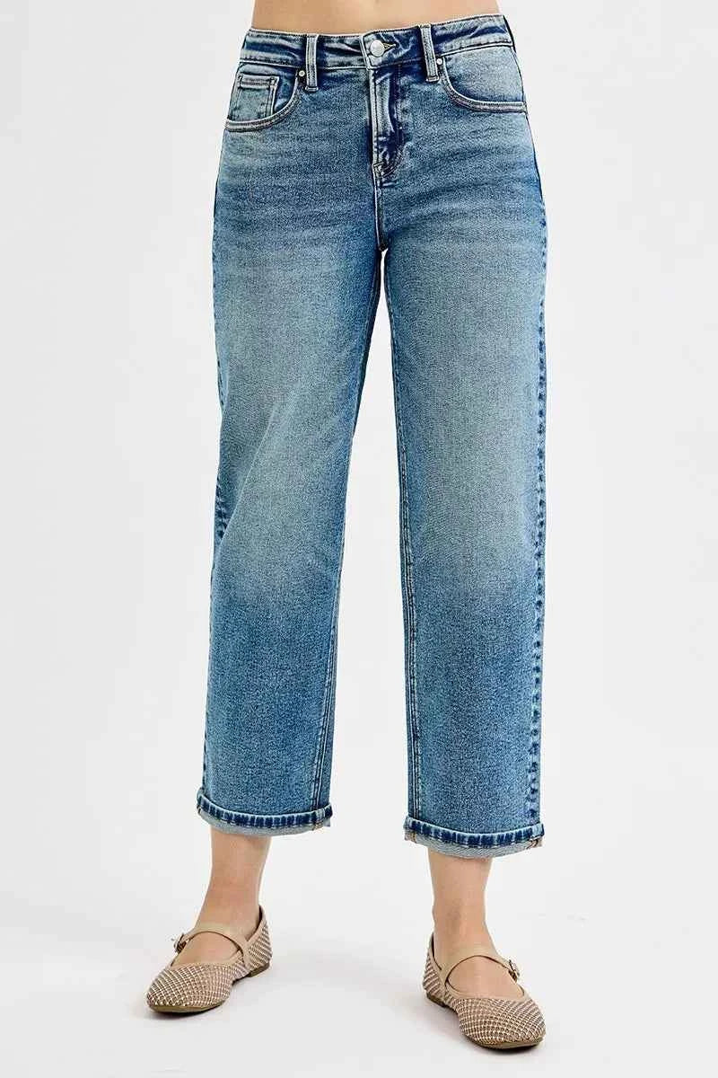 RISEN Full Size High Rise Crop Boyfriend Jeans Plus Size
