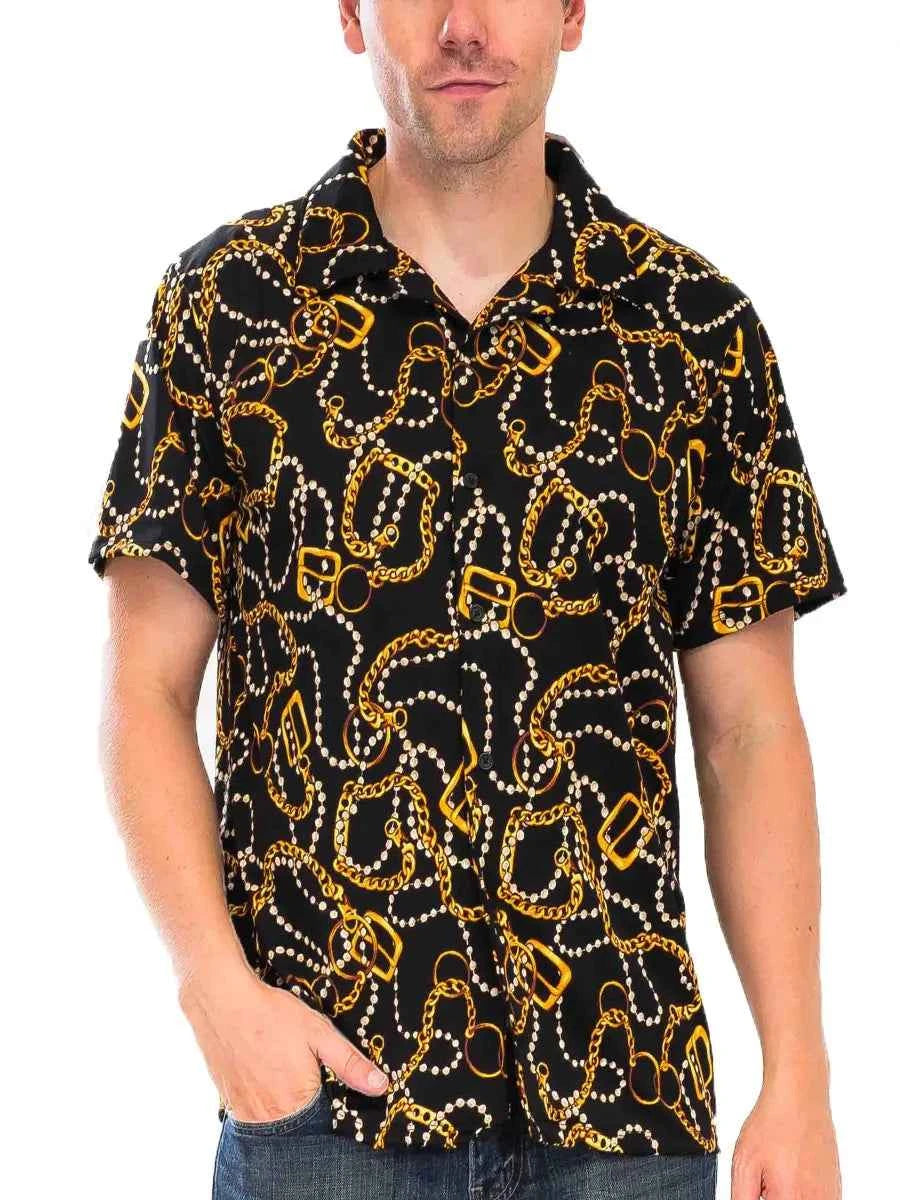 WEIV Men's String Bead Status Button Down Shirt