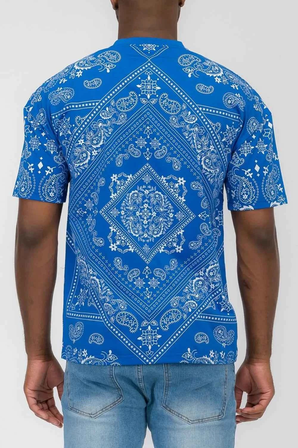 WEIV Men's Full Size Bandana Print Short Sleeve T-Shirt Plus Size