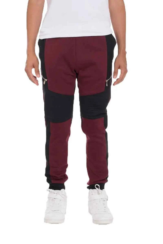 WEIV Men's Color Block Joggers with Zipper Detail