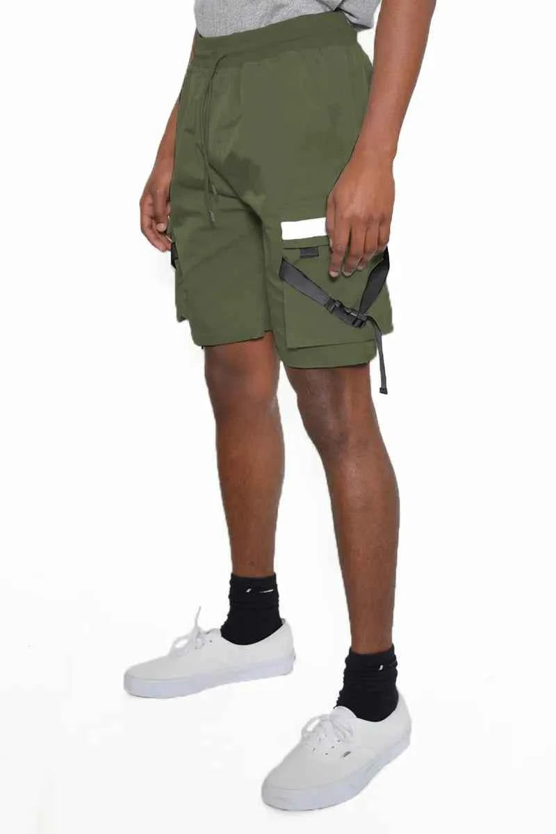 WEIV Men's Full Size Multi-Pocket Cargo Shorts with Drawstring Waist Plus Size