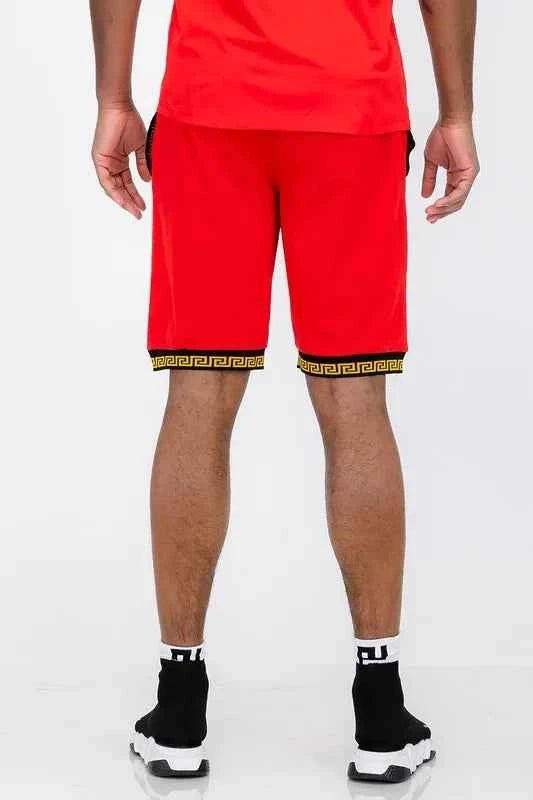 WEIV Men's Full Size Lion Head Black And Gold Detail Shorts Plus Size