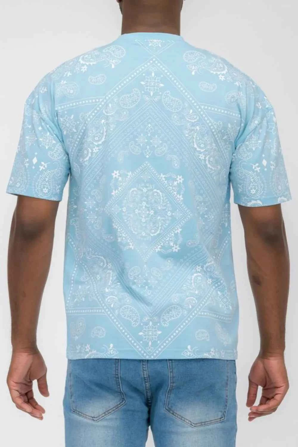 WEIV Men's Full Size Bandana Print Short Sleeve T-Shirt Plus Size